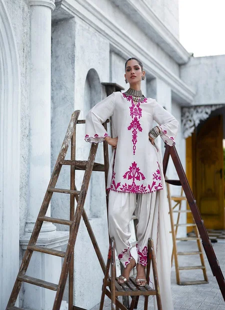 Gauri By Afsana Rayon With Embroidery Work Top With Bottom Dupatta